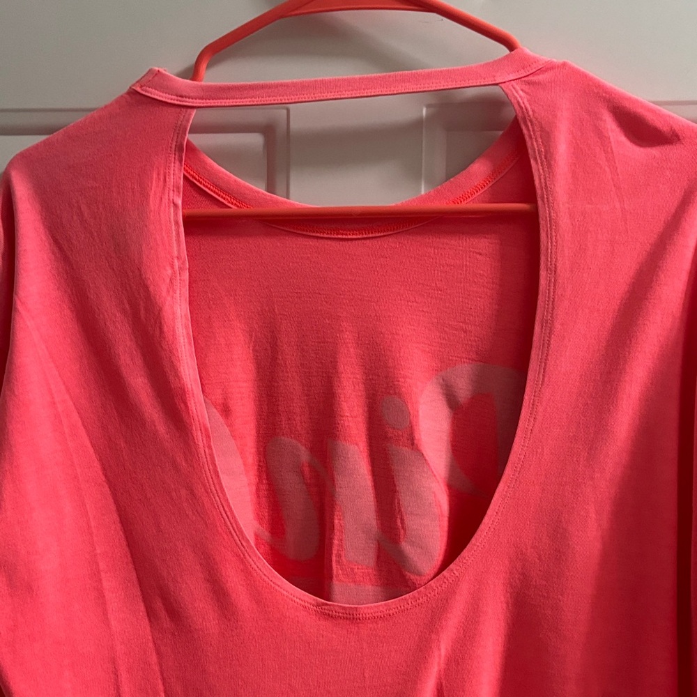 Victoria's Secret Pink Long Sleeve Tee - Neon Pink - Picture 2 of 4